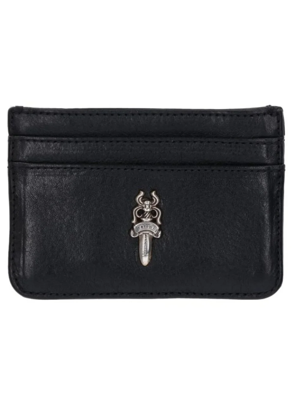 Chrome Hearts Dbl Side Dggr Double Leather Card Case